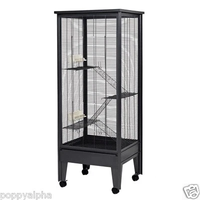 LITTLE FRIENDS Chinchilla Rat Degu Cage Tall All Metal Grey With Stand On Wheels New