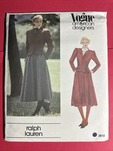 Vogue 2615 American Designers Ralph Lauren Größe 8 Jacke Rock UNGESCHNITTEN - Bild 1 von 2