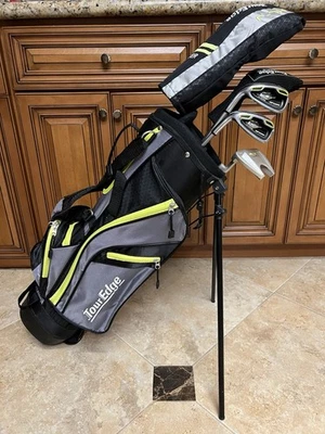 Tour Edge Hot Launch Jr HLJ Green Kids 5 Pc Left Handed Golf Set w/ Bag 7-10 Yrs - Image 1 of 4