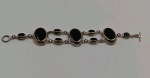7” Vintage Mexico 925 Sterling Silver Link Bracelet w/ Toggle Close 30g - Picture 1 of 7