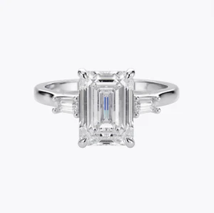 Wedding Ring IGI Certified Lab Created Diamond 2.70 Ct Emerald Cut 950 Platinum - Picture 1 of 8