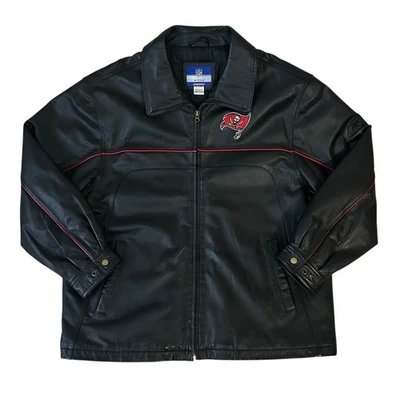 Chaqueta De Colección Tampa Bay Buccaneers Reebok Cuero NFL Cremallera Completa Para Hombres XL Negra Roja Foto 1 de 4