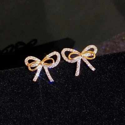 2Ct Round Cut Lab-Created Diamond Women's Stud Earring 14k Yellow Gold Plated - Image 1 of 3