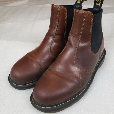 Botas Dr. Martens Hardy Para Hombre Talla 9 Cuero Marrón Chelsea Tobillo Pull-On Defectos  Foto 1 de 4