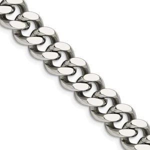 Stainless Steel Polished 13.75mm Curb Chain Necklace 22" 152.11gm - Picture 1 of 4
