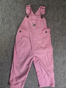 Carhartt Toddler Pink Canvas Bib Overalls - size 18M Youth - Picture 1 of 7