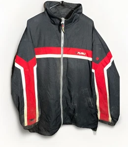 Giacca cappotto vintage Y2K Fubu uomo XL nero righe streetwear hip hop full zip - Foto 1 di 11