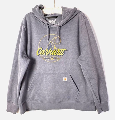 Carhartt Sudadera con Capucha Mujer 20 XXL Gris Azul Amarillo Logo Calce Relajado Foto 1 de 4