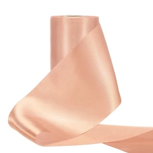 4 Inch Wide Satin Ribbon, 22 Yards Single Face Solid Ribbon, Rose Gold - Picture 1 of 7