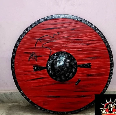 Medieval Viking Crusader Wood Shield Round Battle Warrior Shield Christmas Gift - Image 1 of 4