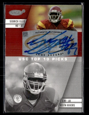 Sedrick Ellis Auto Keith Rivers 2008 Sage Squared  - Image 1 of 2