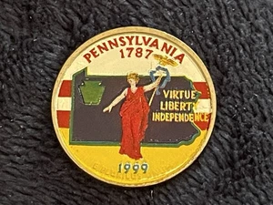 Colorized Uncirculated 1999-P Pennsylvania State Quarter Commonwealth Keystone - Picture 1 of 2