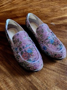 Betsey Johnson Aron Damenschuhe geblümt mit Schmucksteinen Glitzer-Halbschuhe Größe 7,5 - Bild 1 von 16