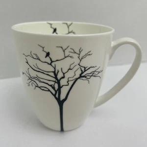 Roscher White Bone China Coffee Cup Bird In Tree Pattern Both Sides And Inside - Picture 1 of 6