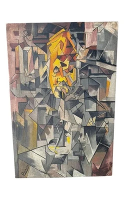 Pablo Picasso Artist Oil Painting Canvas Signed Stamped Hand Handmade Vintage - Image 1 of 2