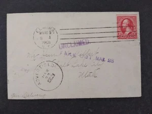 New York: Elmira 1901 Brief an General Delivery Salt Lake City, Utah UNCLAIMED - Bild 1 von 2