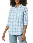 Amazon Essentials Women's Classic-Fit Long-Sleeve Button-Down Poplin Blue Shirt!