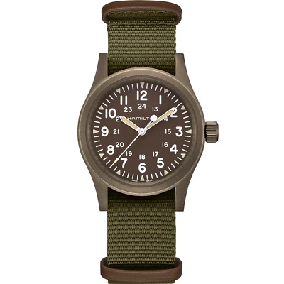 Reloj para hombre Hamilton H69449961 KHAKI FIELD mecánico 38 mm esfera verde nailon Foto 1 de 3