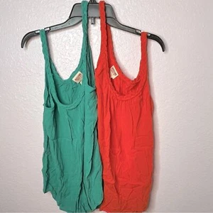 Mossimo Supply Co BUNDLE of 2 Orange & Green Woven Braided Swing Tank Top XL NEW - Picture 1 of 12