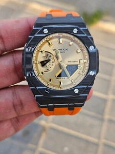 Custom G-Shock GA-2100GB Mod – Carbon Style Case with Orange Strap | 20BAR Water - Picture 1 of 15