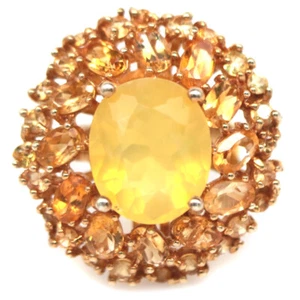 925 Plata de Ley 11 x 14 Mm. Amarillo Ópalo ,Zafiro & Citrino Anillo Tamaño 8.25 - Imagen 1 de 4