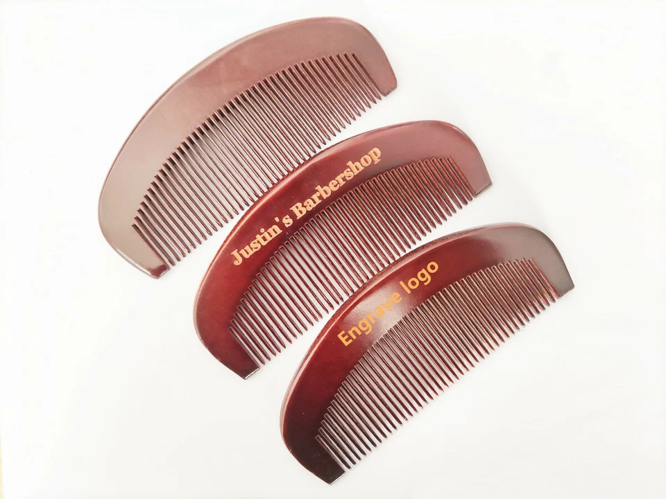 Customize Logo-Red Peach wood Comb Fine Tooth Comb Hair/Beard Beard Comb barber - Image 1 of 4
