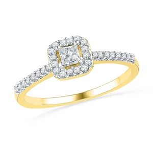 10K Yellow Gold Princess Diamond Solitaire Bridal Wedding Engagement Ring 1/4 - Picture 1 of 2