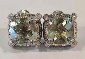 Pendientes de circonita cúbica de plata de ley 925 ATR con acento de oro de 14kt - Imagen 1 de 9