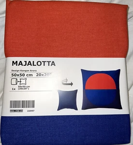 NEW IKEA MAJALOTTA DECO PILLOW CUSHION RED BLUE COVER 20x20" 404.258.03 COTTON - Picture 1 of 1