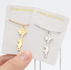 Unisex Titanium Silver / Gold Girl & Balloons Pendant Chain Necklace