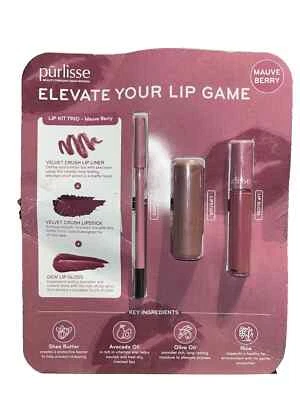 Purlisse Lip Kit Trio Mauve Berry - Elevate Your Lip Game - open box - Image 1 of 2