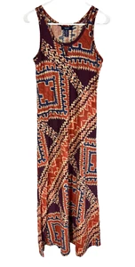 CHAPS Maxi Dress Size Small Navajo Southwestern Aztec Cotton Light Summer Spring - Picture 1 of 4