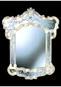 Specchio Veneziano classico in Vetro di Murano oro Verticale h 110 cm da parete - Picture 1 of 9