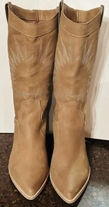 NWOT Dolce Vita Tall Camel Tan Leather Western Boots Sz 10 (K) - Picture 1 of 6