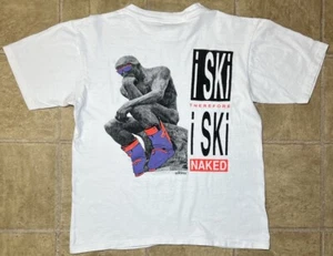 Camiseta mediana de colección 1990 I Ski Then I Ski Naked Steamboat Colorado para hombre MANCHAS - Imagen 1 de 11