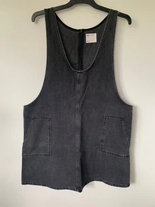 ASOS SIZE 16 DENIM COTTON SCOOP NECK BLACK DENIM PINAFORE TUNIC SIZE 16 AU - Picture 1 of 2