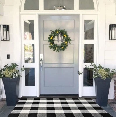 Alfombra a cuadros MUBIN algodón búfalo 27 x 43 pulgadas alfombras a cuadros blanco y negro NUEVO Foto 1 de 4