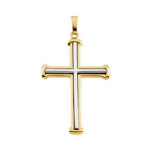 Colgante cruzado en oro amarillo/blanco de 14 K - Imagen 1 de 1