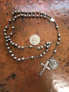 VINTAGE STERLING SILVER ROSARY--EAGLE STAMP AND STERLING STAMP - Picture 1 of 4