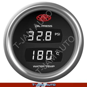 SAAS Dual Digital Gauge Oil Press 140 Psi / Water Temp 40 - 120 Trax Series 52mm - Picture 1 of 5
