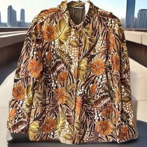 Laura Ashley Size Large Brown Fall Stretch Blazer Jacket w Pockets, Shell Button - Picture 1 of 15