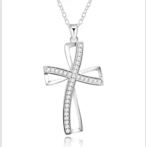 Damenkette Kreuzkette Silberkette Kette Zirkon Geschenk 925 Silber Halskette - Bild 1 von 4