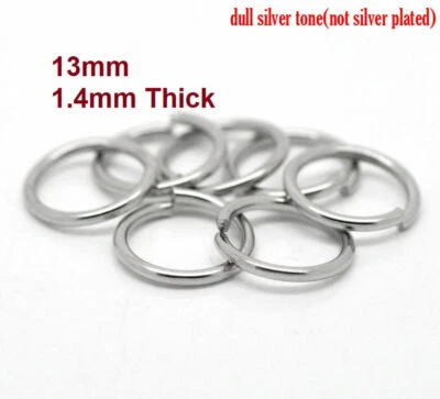 100 pcs 304 Stainless Steel Open Jump Rings 13mm – 15 Gauge (1.4mm Thick)  - Image 1 of 3