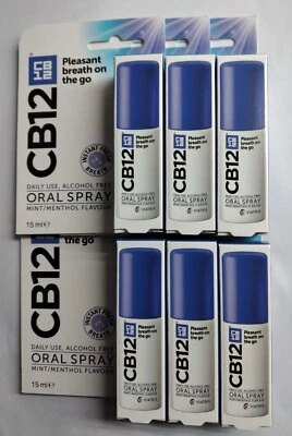 6 x CB12 Oral Spray Alcohol Free NEW Fresh breath spray 15ml