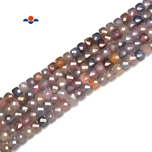 Ruby & Sapphire Faceted Cube Beads Size 4-5mm 15.5'' Strand (4-5mm) - Picture 1 of 2