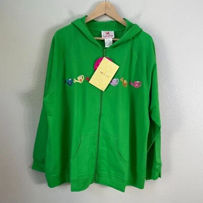 NEW Quacker Factory Womens Plus 1X Zip Up Hoodie Embroidered Watering Can Jacket - Image 1 of 4