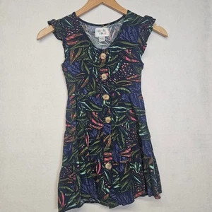 Colorful Planet Girls Navy Blue Floral Short Sleeve Casual Dress Size Medium 7/8 - Picture 1 of 5