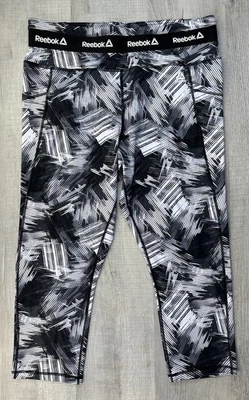 Reebok Yoga Pants Athletic Stretch Capris Black White Women XXL (Actual 34X21) - Image 1 of 4
