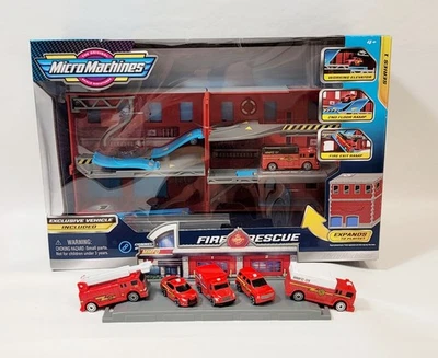Micro Machines 2020 Fire and Rescue Expanding Playset & #02 Fire Trucks Cars New - Image 1 of 4