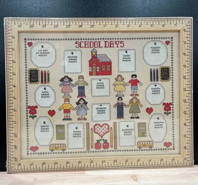 Marco de fotos de días escolares punto de cruz collage de fotos borde de regla de primer-12º grado Foto 1 de 4